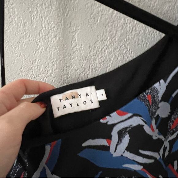 Tanya Taylor Oral Blue Floral Silk One Shoulder Blouse - Picture 4 of 7